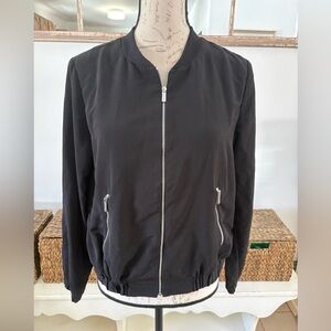 Classic Ladies Black Bomber Jacket